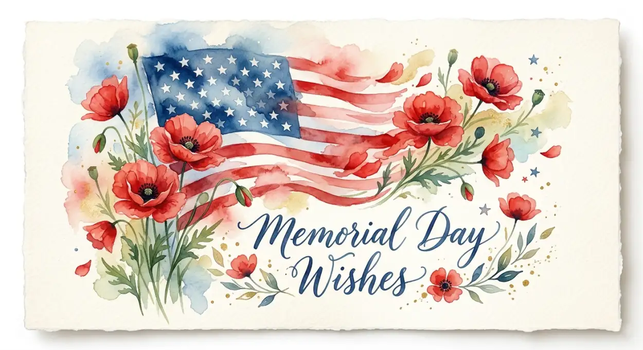 Free Download Memorial Day Greeting Card Watercolor Style 2026 - High Quality Memorial Day Greeting Card 2026 Image