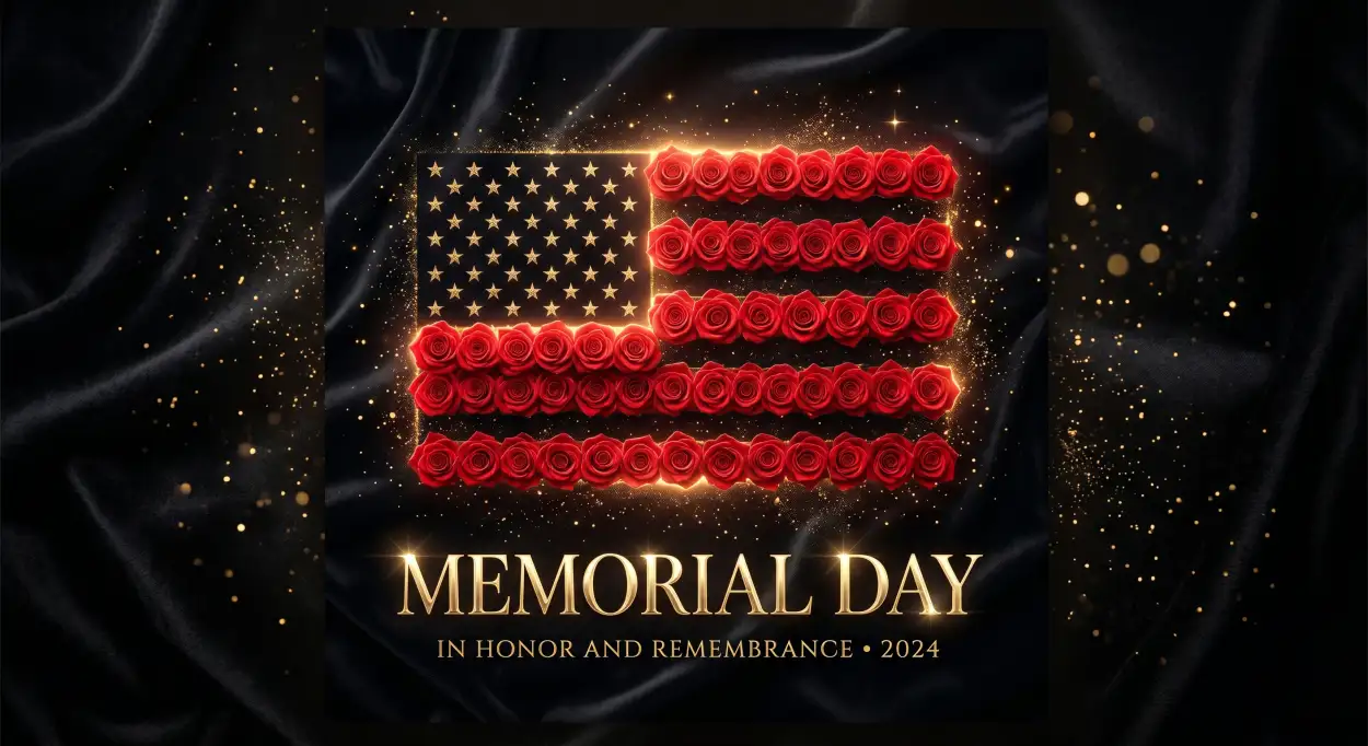 Free Download Memorial Day Greeting Card With Artistic Typography 2026 - High Quality Memorial Day Greeting Card 2026 Image