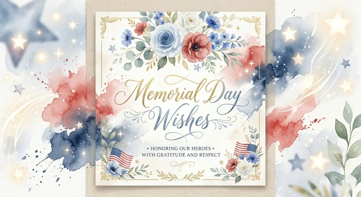 Free Download Memorial Day Greeting Card With Elegant Floral Design 2026 - High Quality Memorial Day Greeting Card 2026 Image