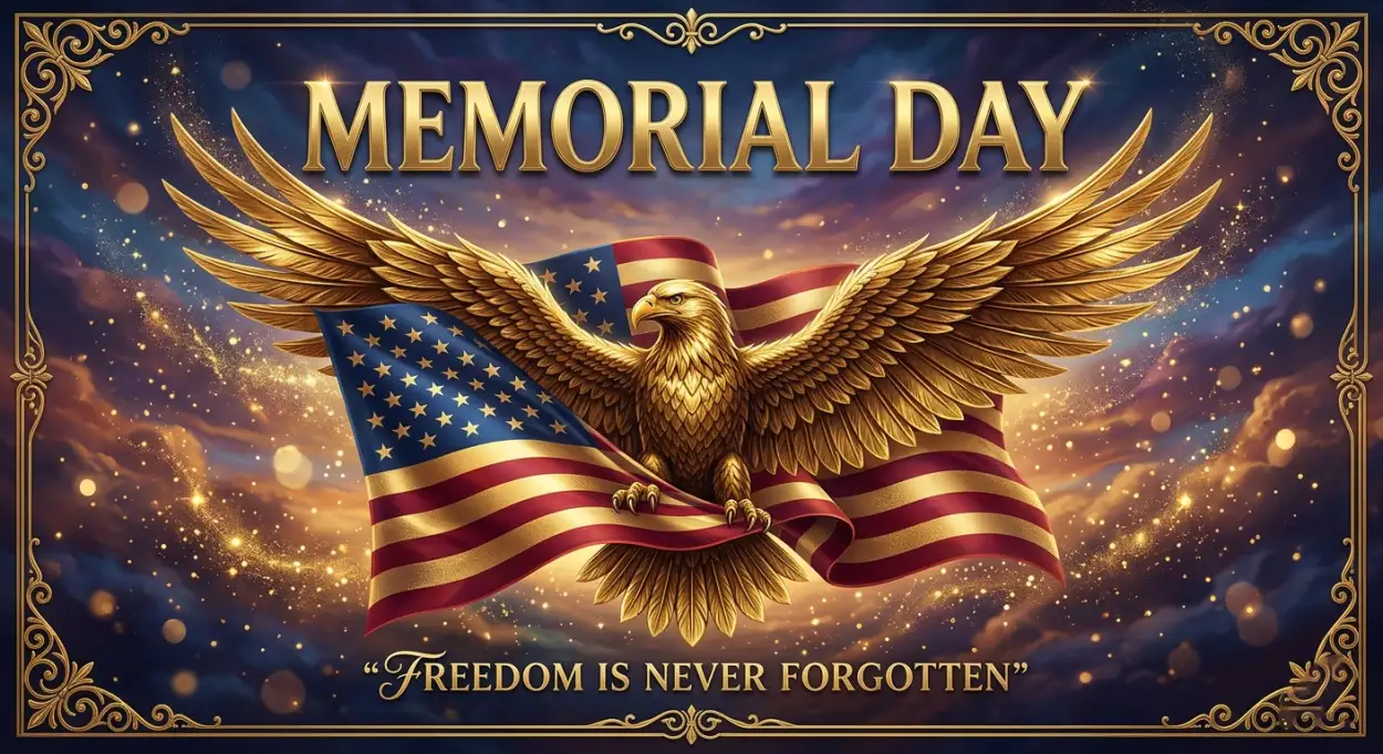 Free Download Memorial Day Greeting Card With Freedom And Honor Text 2026 - High Quality Memorial Day Greeting Card 2026 Image