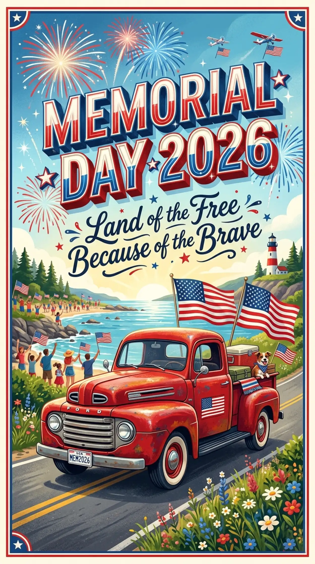 Free Download Memorial Day Greeting Card With Freedom Celebration Design 2026 - High Quality Memorial Day Greeting Card 2026 Image