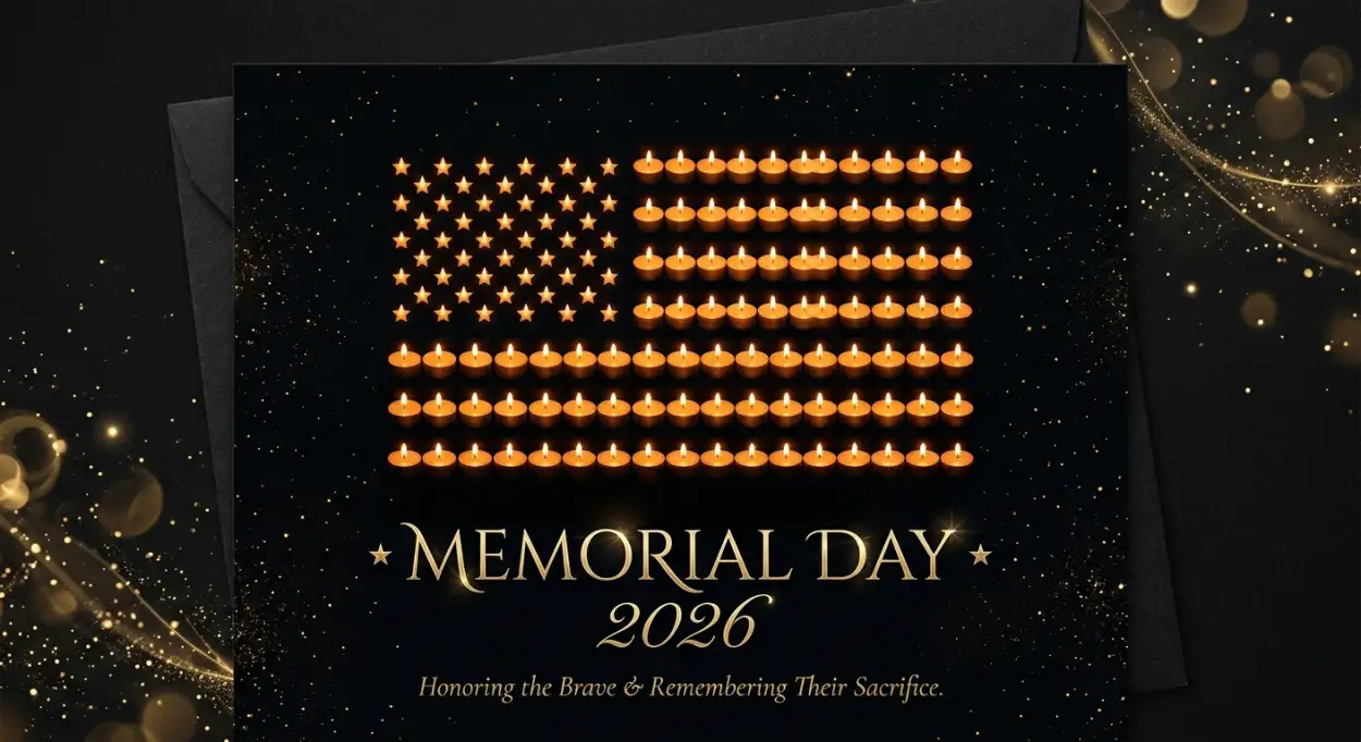 Free Download Memorial Day Greeting Card With Gold Stars 2026 - High Quality Memorial Day Greeting Card 2026 Image
