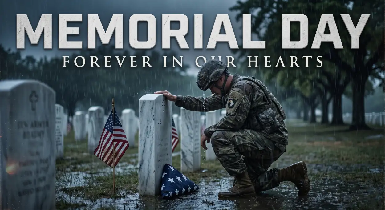 Free Download Memorial Day Greeting Card With Heart Touching Quotes 2026 - High Quality Memorial Day Greeting Card 2026 Image