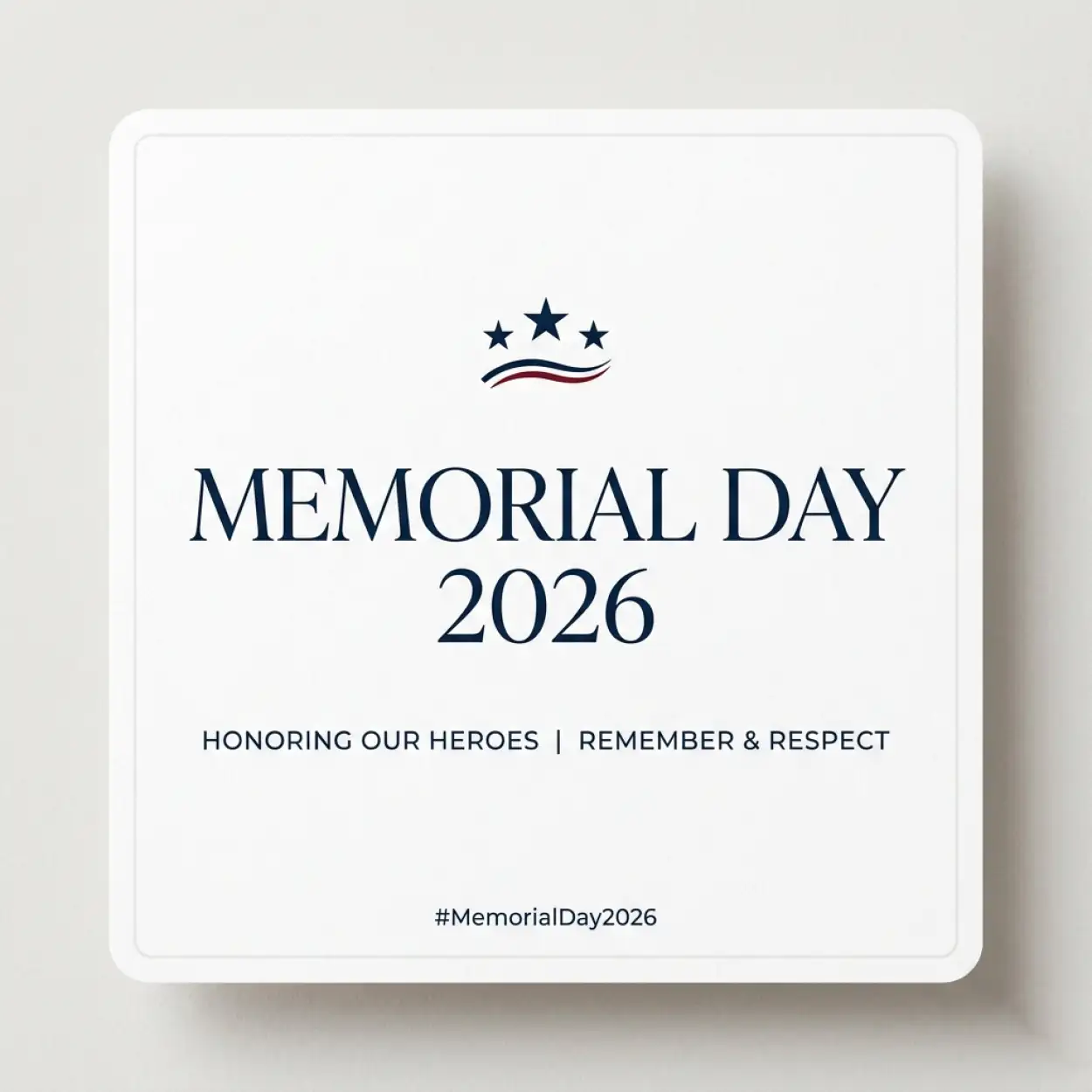 Free Download Memorial Day Greeting Card With Navy Theme 2026 - High Quality Memorial Day Greeting Card 2026 Image