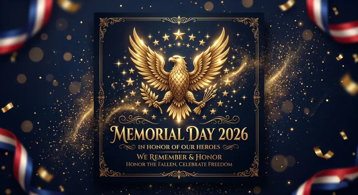 Free Download Memorial Day Greeting Card With Patriotic Stars Design 2026 - High Quality Memorial Day Greeting Card 2026 Image