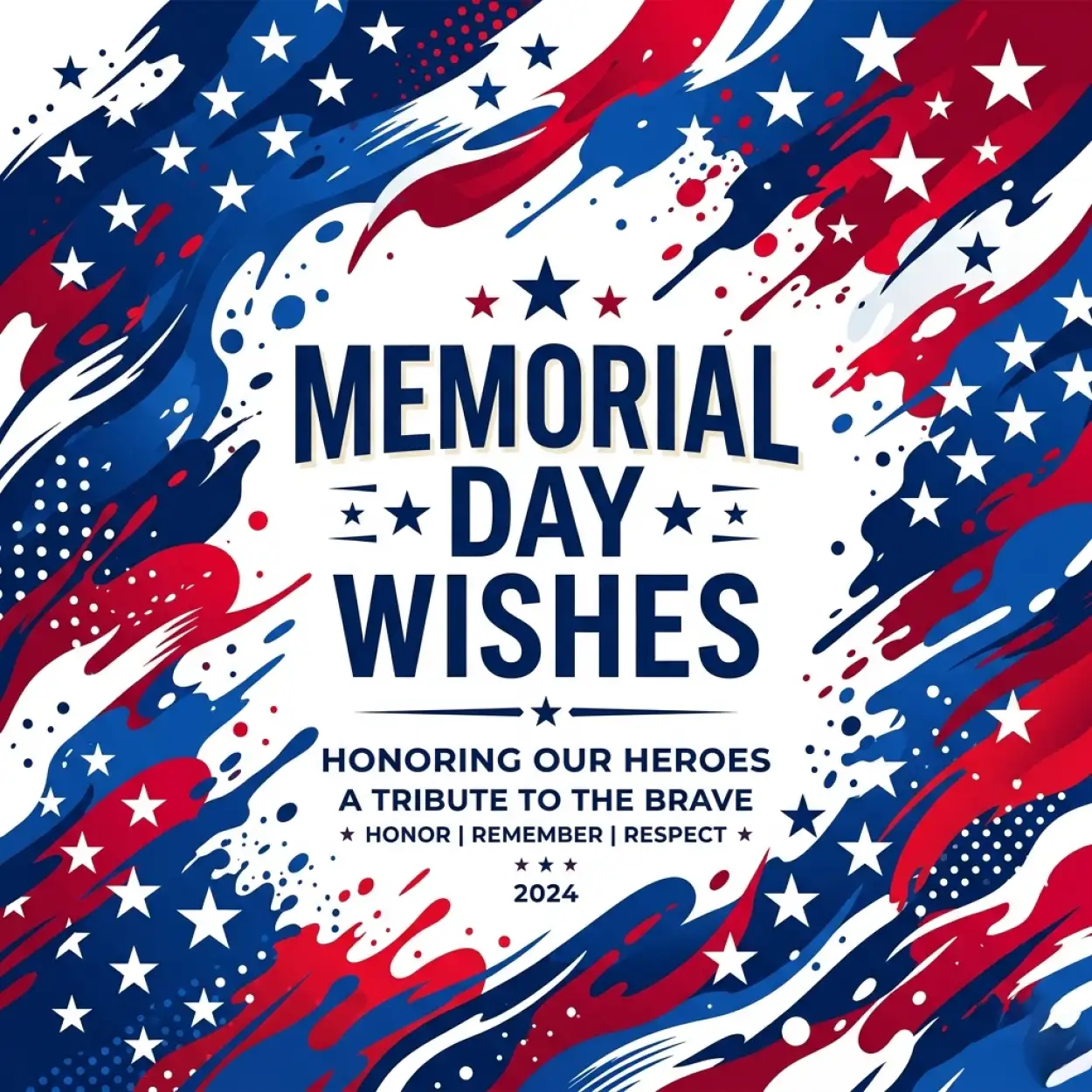 Free Download Memorial Day Greeting Card With Stars And Stripes 2026 - High Quality Memorial Day Greeting Card 2026 Image