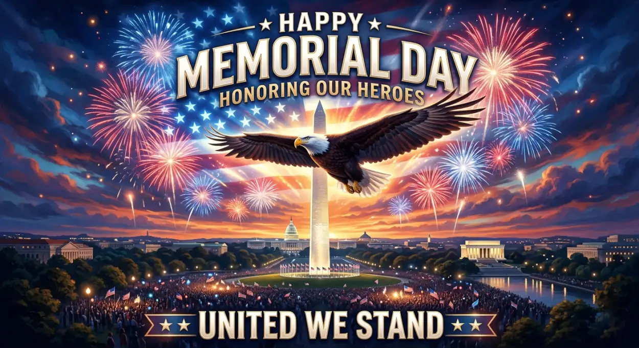 Free Download Memorial Day Greeting Card With Usa Patriotic Elements 2026 - High Quality Memorial Day Greeting Card 2026 Image