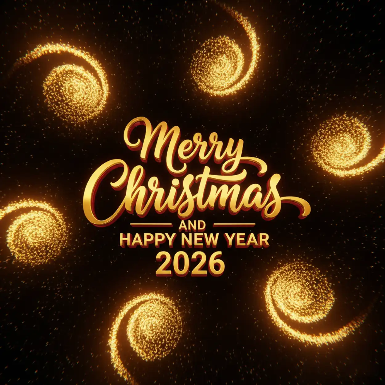 merry christmas and happy new year 2026 3d text background
