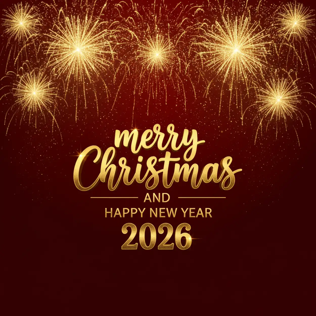 merry christmas and happy new year 2026 gold text design