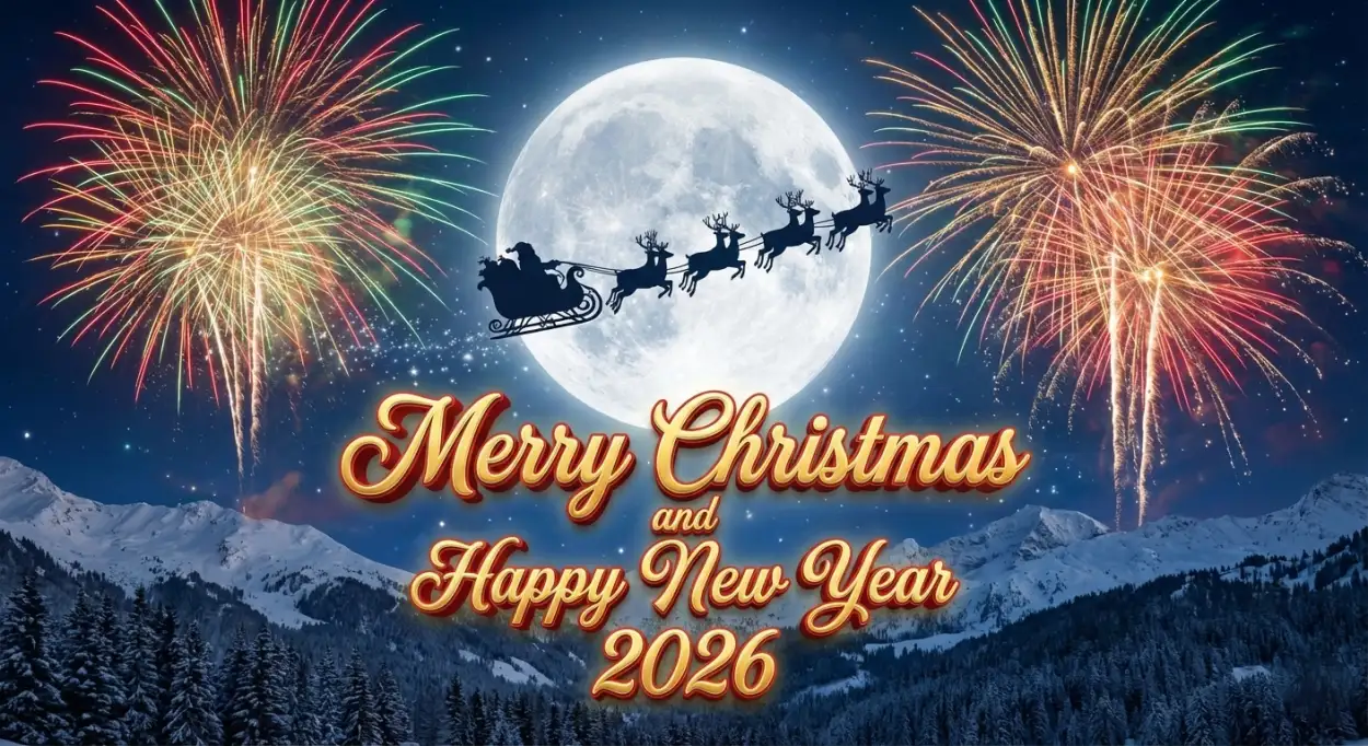 merry christmas and happy new year 2026 greeting card