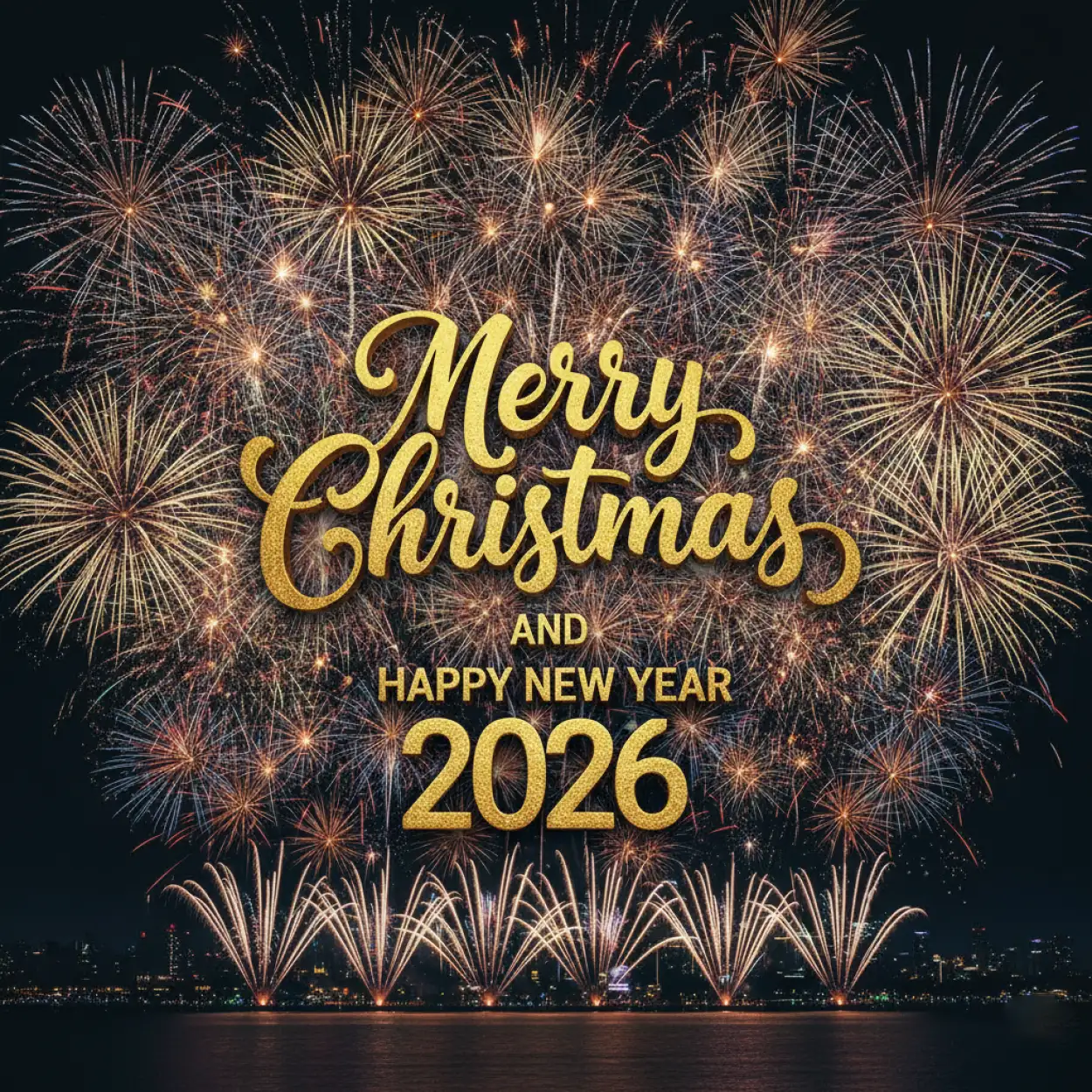 merry christmas and happy new year 2026 poster