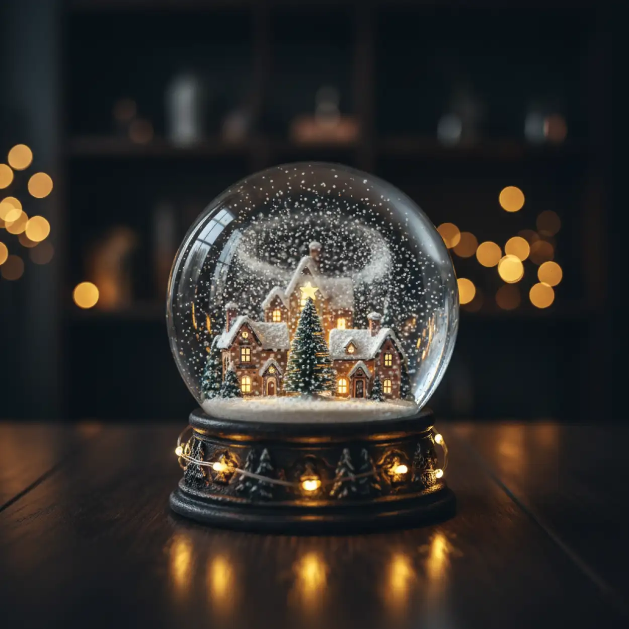 merry christmas background with christmas tree lights