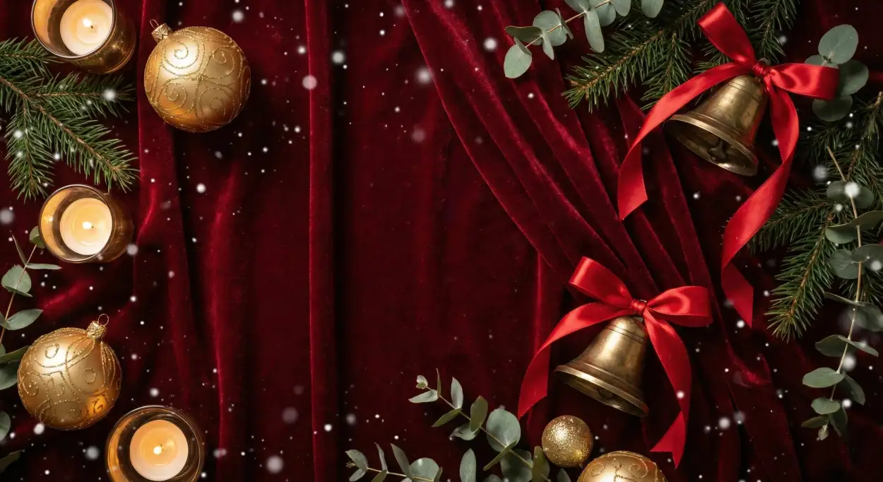 merry christmas background with shiny baubles and tinsel