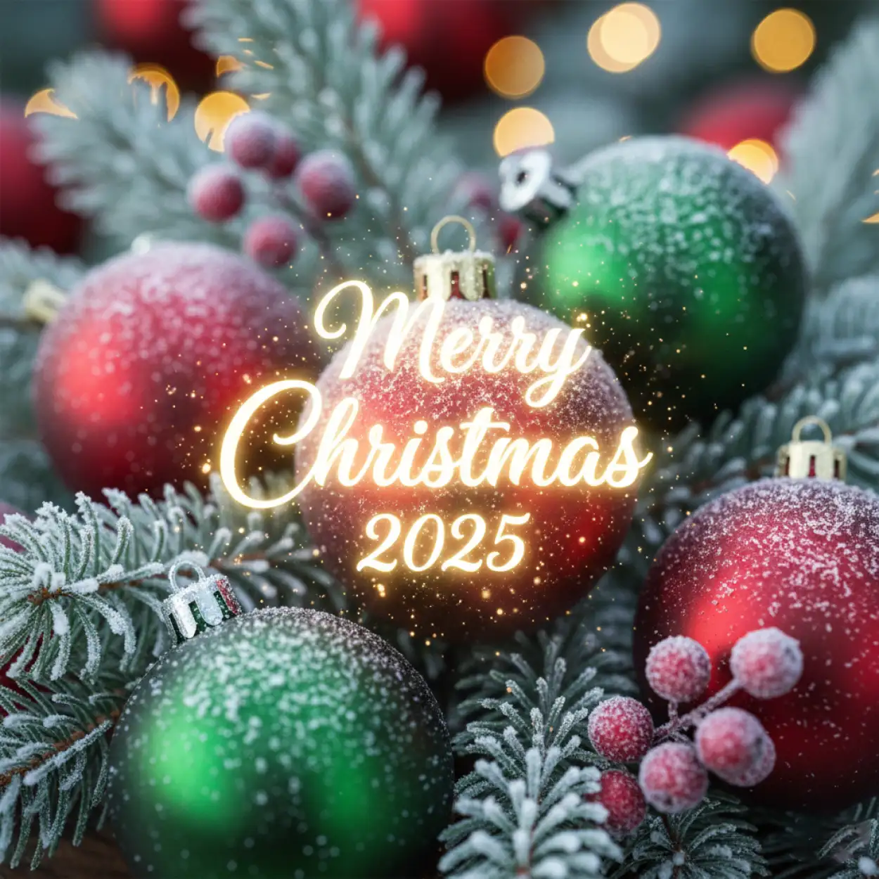 merry christmas wishes with snow background 2025