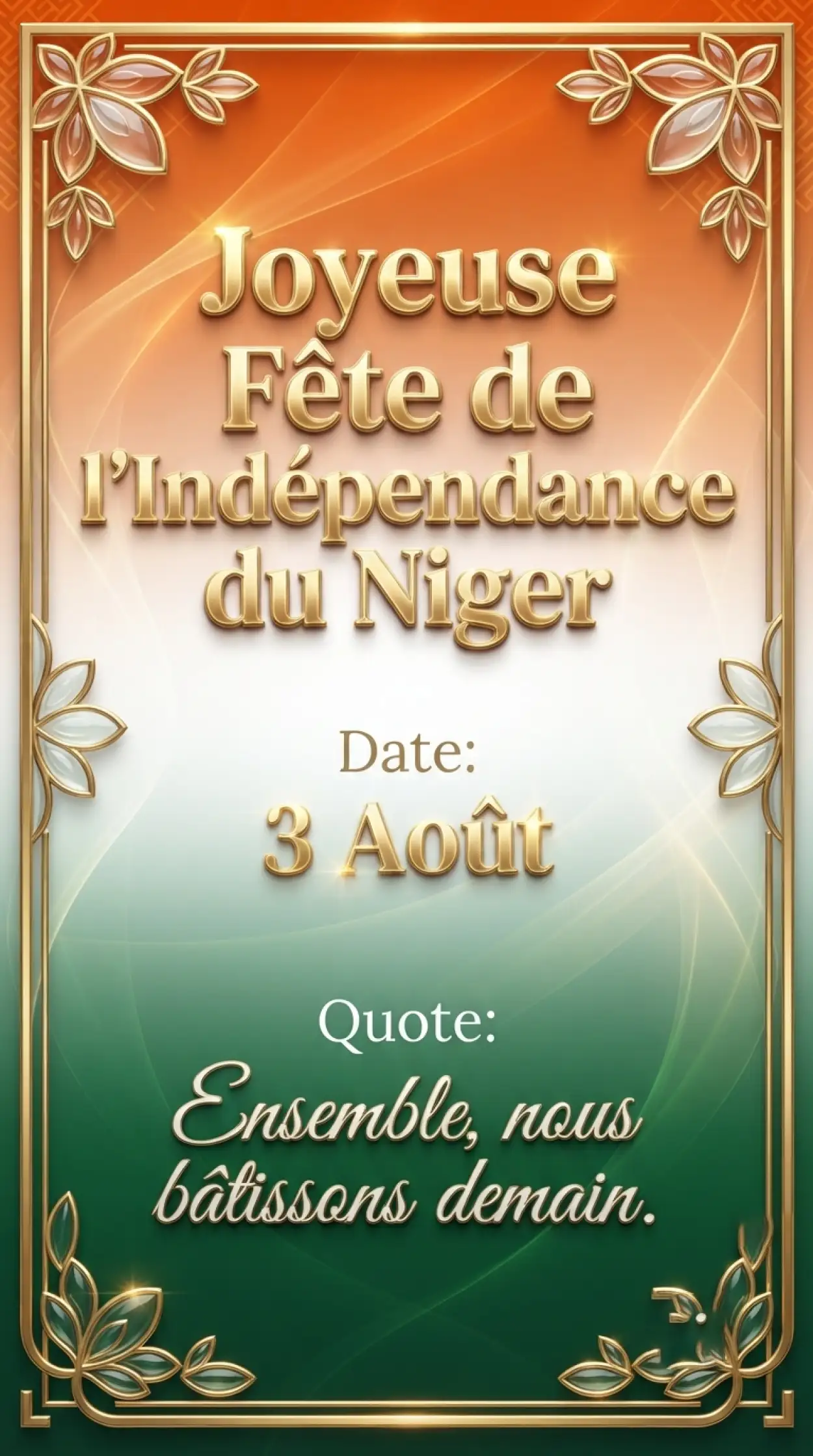 Free Download Minimal Niger Independence Day Design - High Quality Niger Independence Day 2026 Image