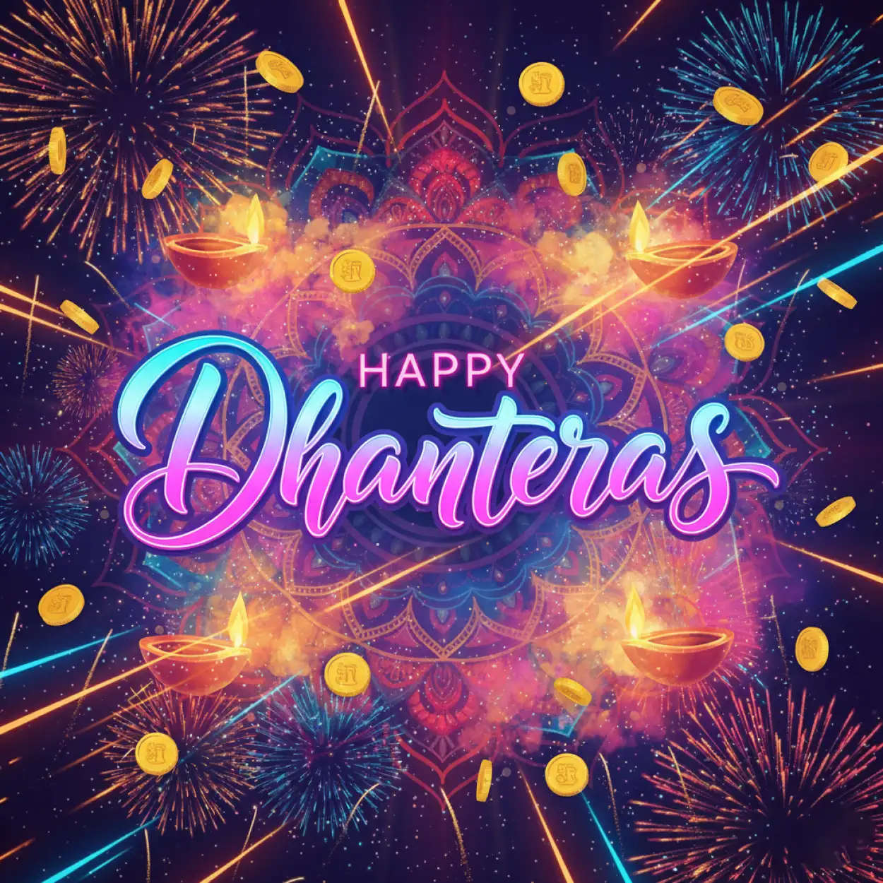 minimalist happy dhanteras wishes greetings card design