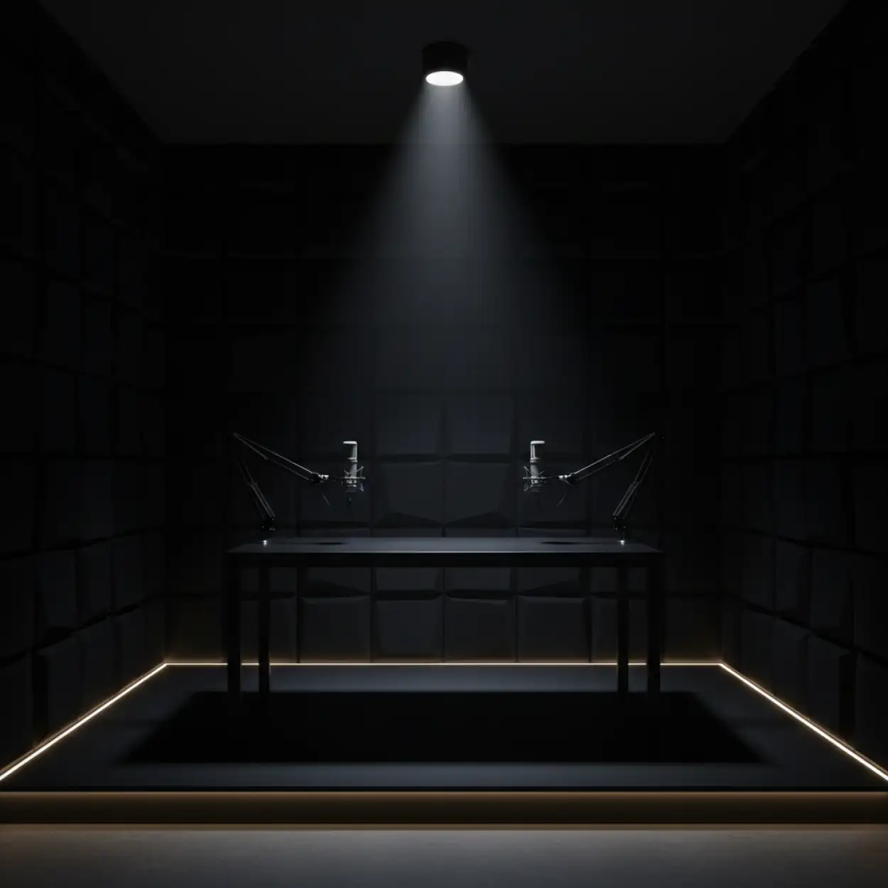 Free Download Minimalist Matte Black Podcast Studio Background With Led Strip Lighting - High Quality Podcast Studio Background Background