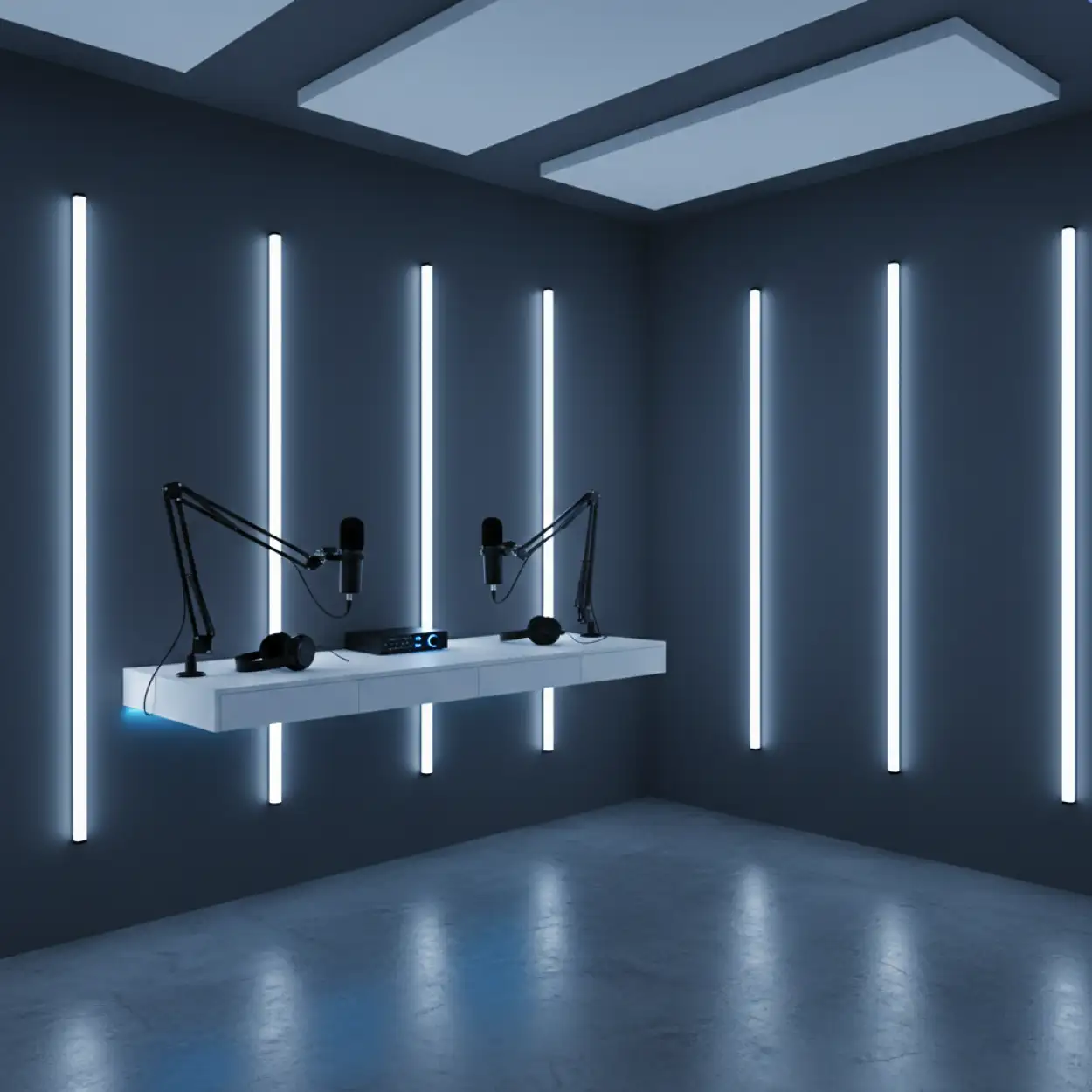 Free Download Minimalist Podcast Studio Background Interior - High Quality Podcast Studio Background Background