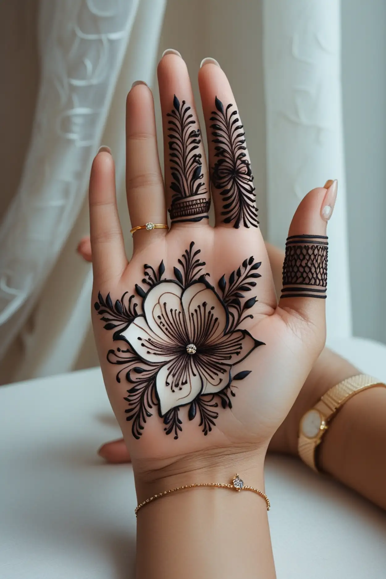 mirror work inspired mehndi design 2025 teej