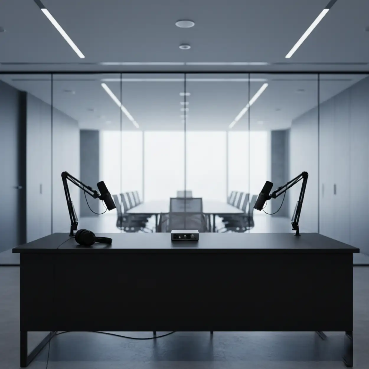 Free Download Modern Saas Business Podcast Studio Background With Professional Lighting - High Quality Podcast Studio Background Background