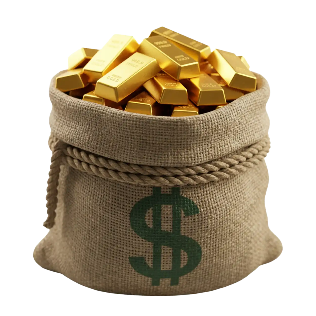 money bag png with gold bars