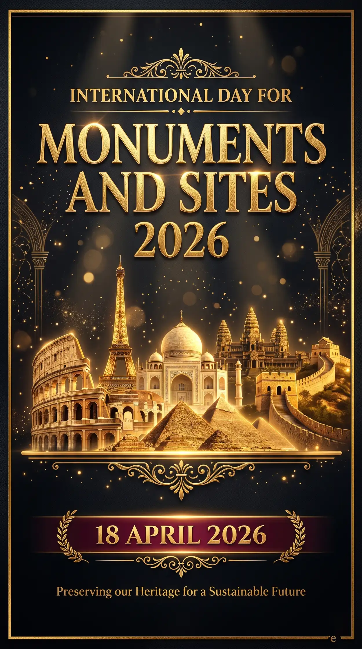 Free Download Monuments Day 2026 Poster Design Png - High Quality International Day For Monuments And Sites 2026 Transparent PNG
