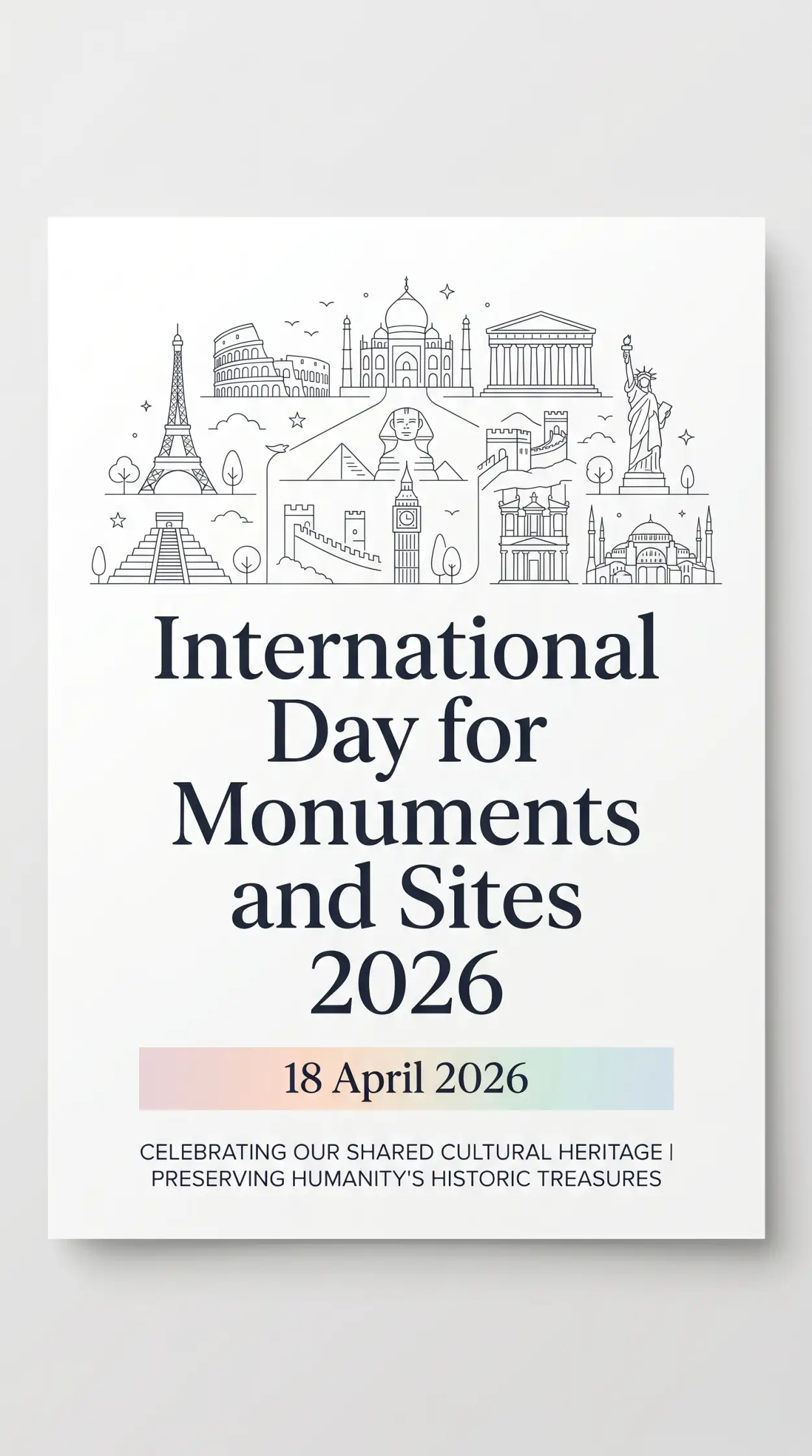 Free Download Monuments Day Editable Poster Template - High Quality International Day For Monuments And Sites 2026 Image