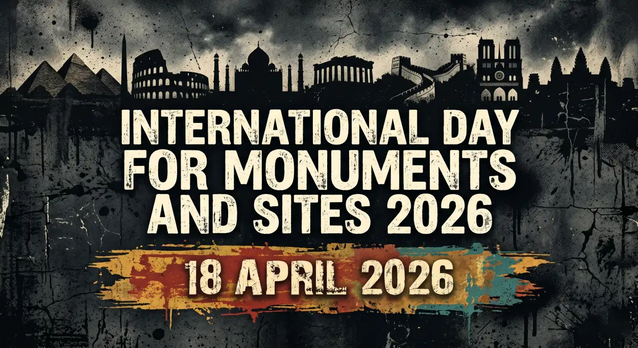 Free Download Monuments Day Typography Poster Design - High Quality International Day For Monuments And Sites 2026 Image