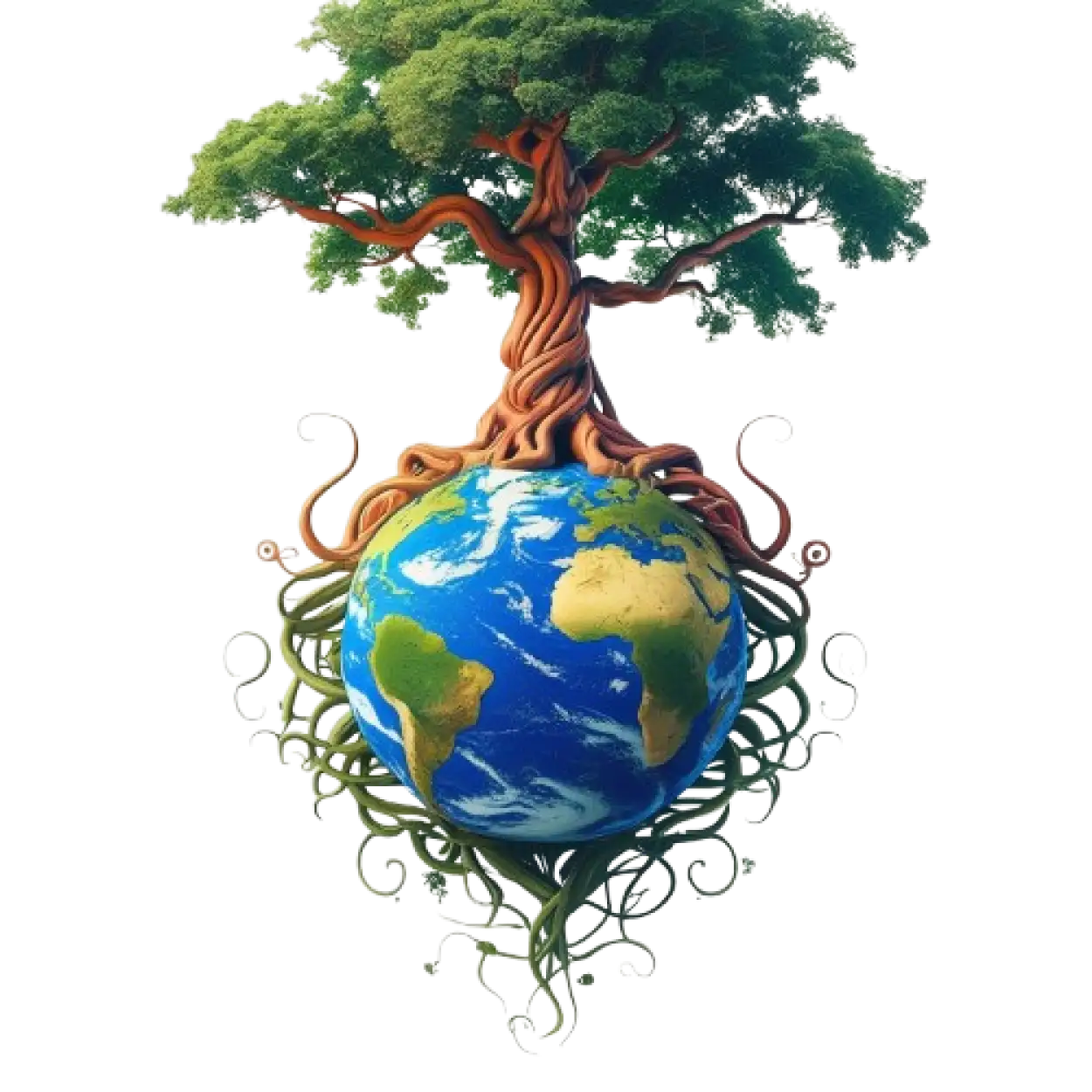 Free Download Mother Earth With Trees Illustration PNG - High Quality Earth With Trees Png PNG Image