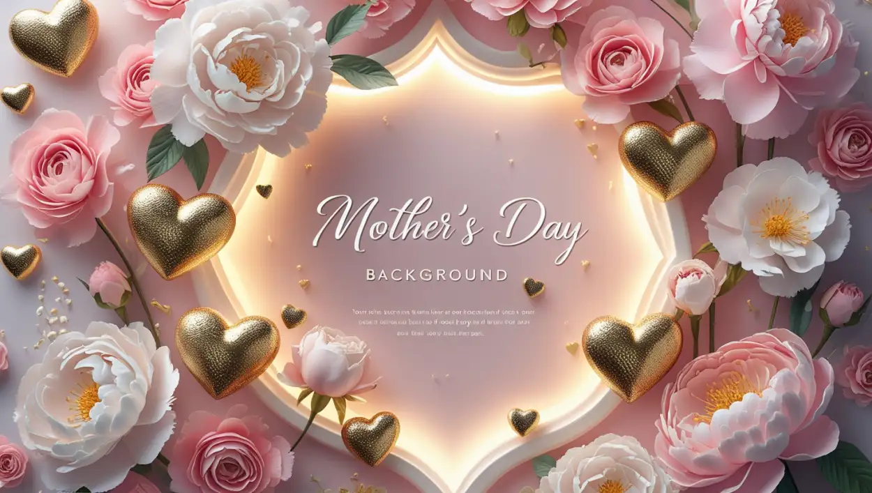 Mothers Day background with pink roses