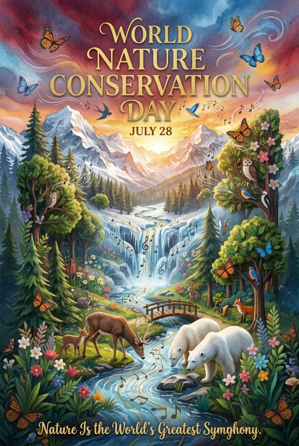 Free Download Mountain Landscape Conservation Illustration - High Quality World Nature Conservation Day 2026 Image