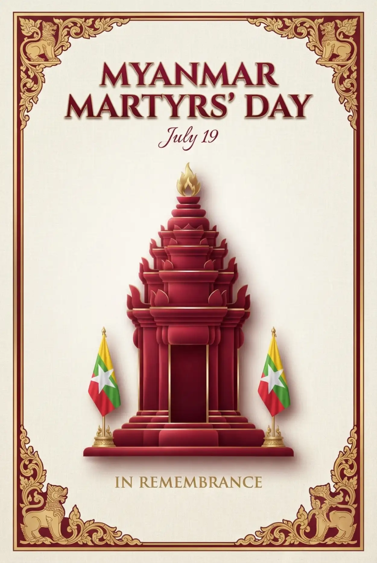 Free Download Myanmar Martyrs Day Card Design - High Quality Myanmar Martyrs Day 2026 Image