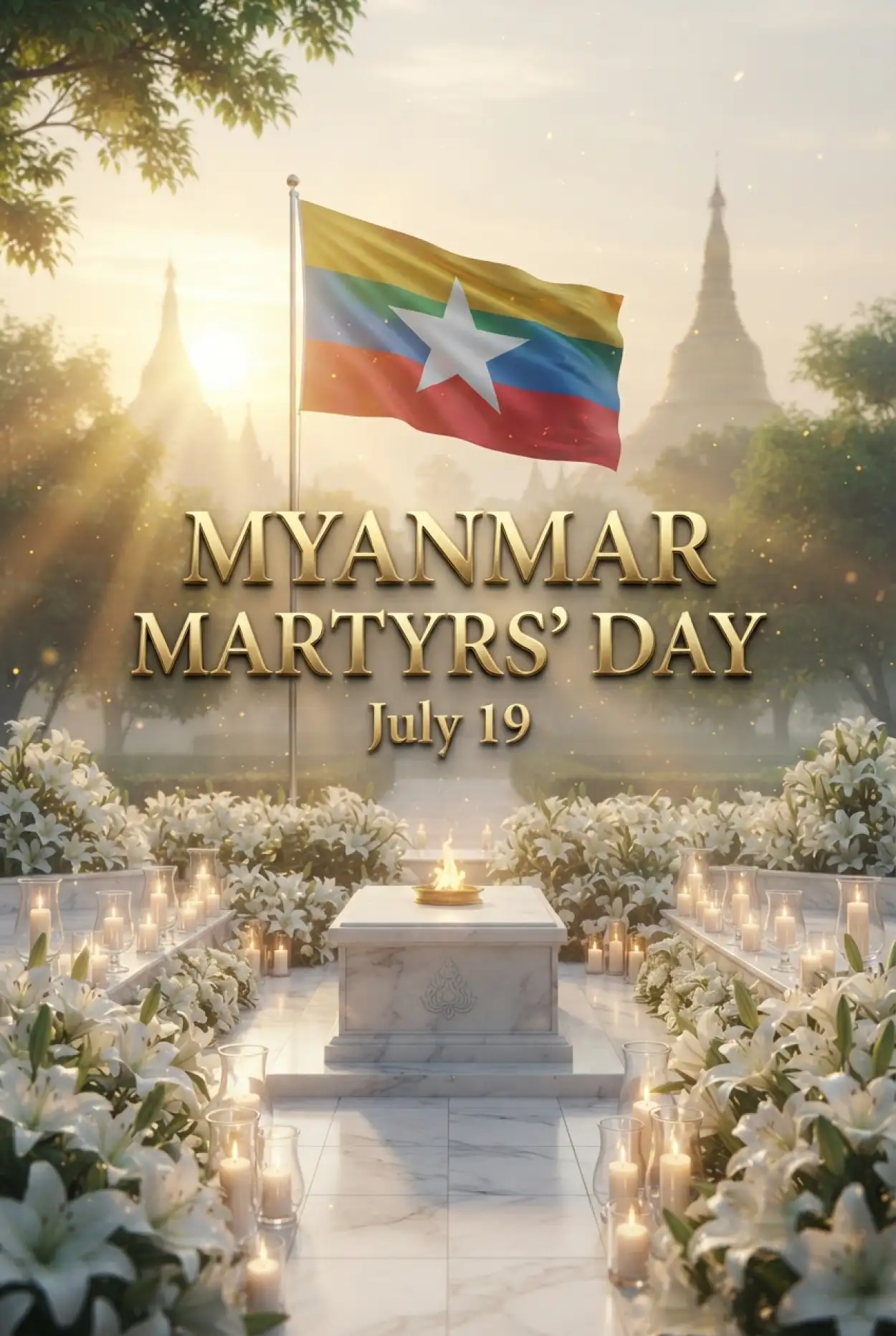 Free Download Myanmar Martyrs Day Memorial Illustration - High Quality Myanmar Martyrs Day 2026 Image