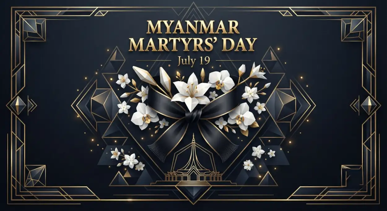 Free Download Myanmar Martyrs Day Memorial Ribbon - High Quality Myanmar Martyrs Day 2026 Image