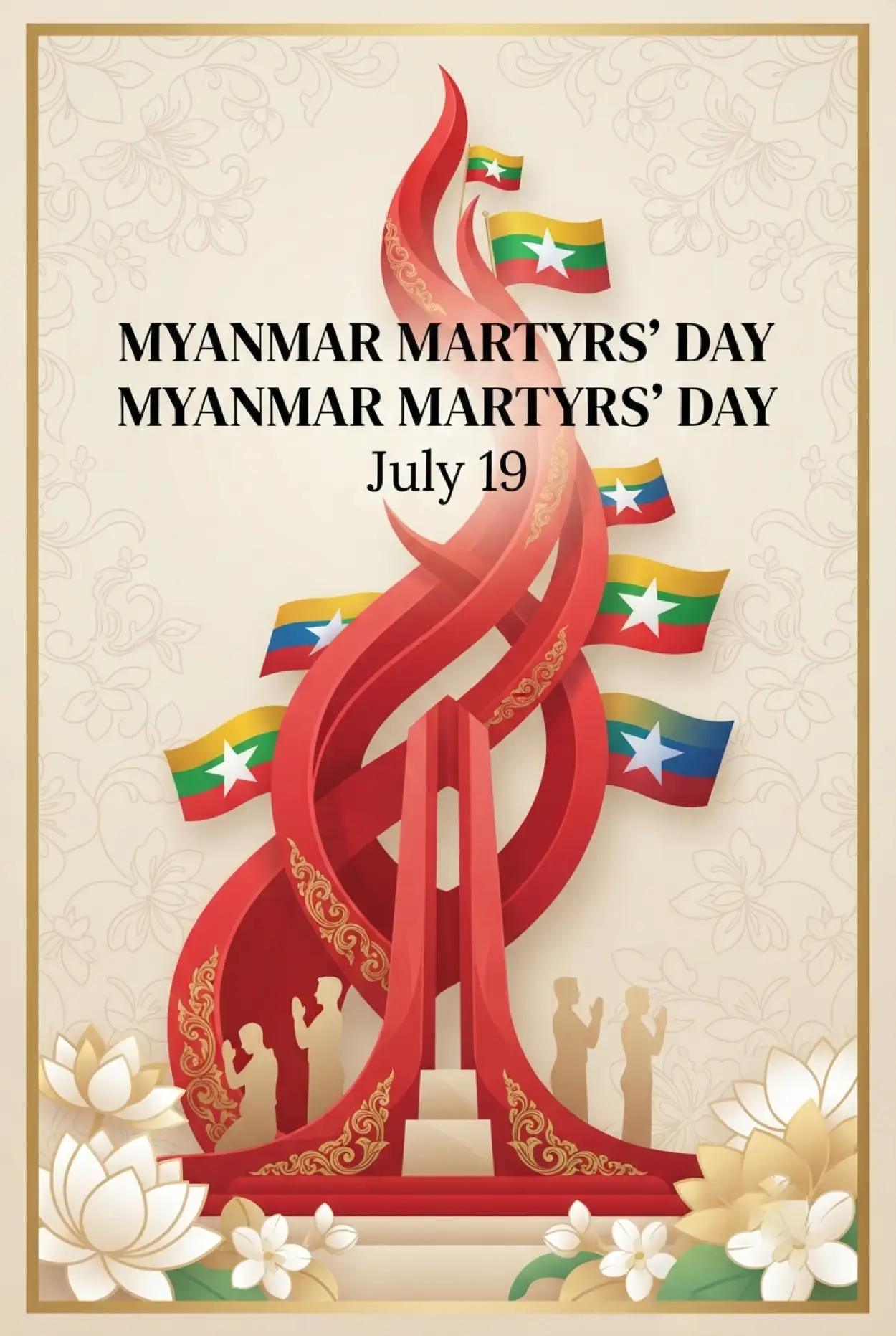 Free Download Myanmar Martyrs Day Printable Poster - High Quality Myanmar Martyrs Day 2026 Image