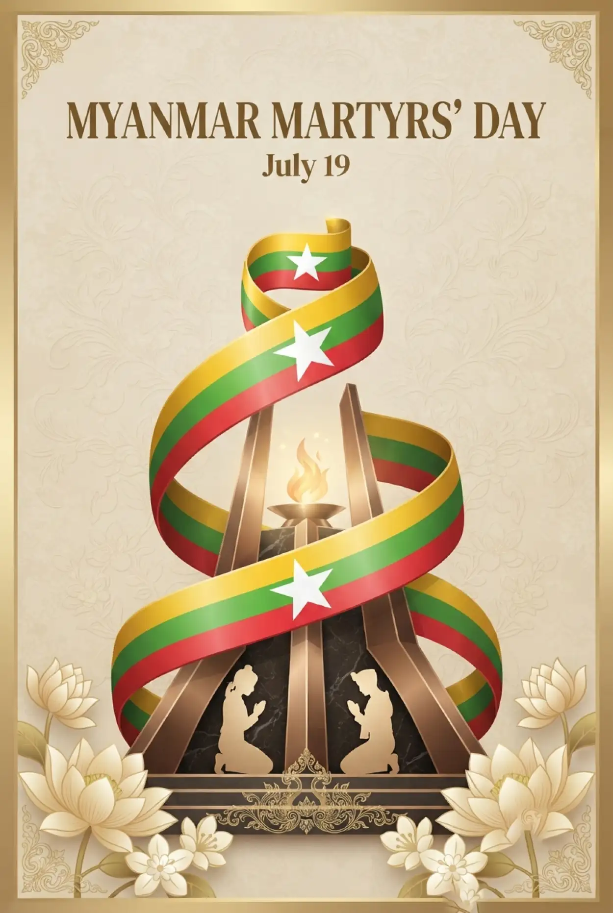 Free Download Myanmar Martyrs Day Tribute Card - High Quality Myanmar Martyrs Day 2026 Image