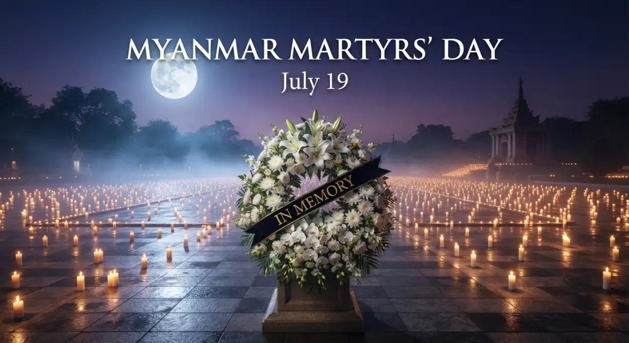 Free Download Myanmar Martyrs Day Tribute Image - High Quality Myanmar Martyrs Day 2026 Image