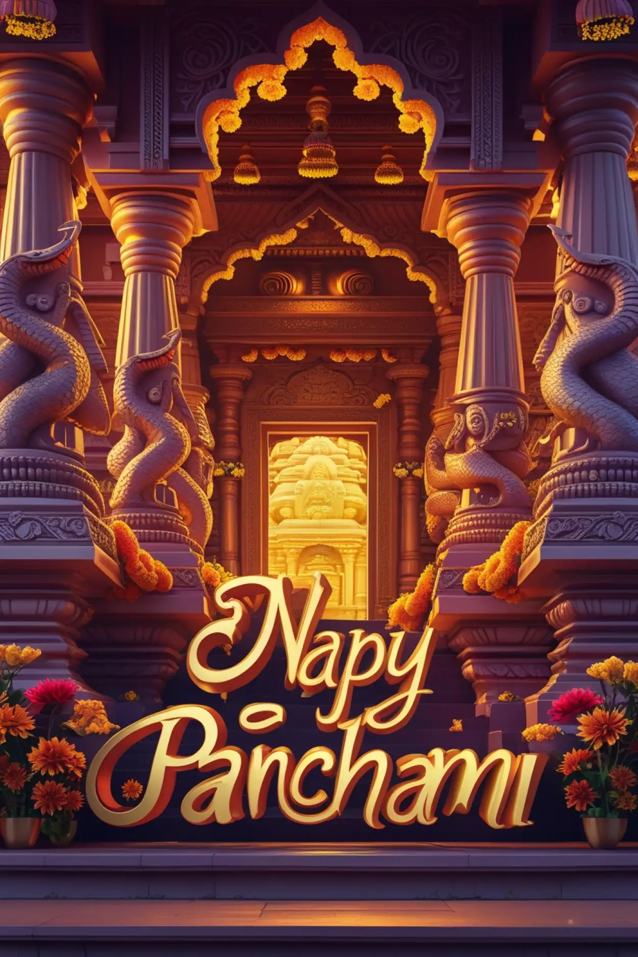 Nag Panchami 3D text image download