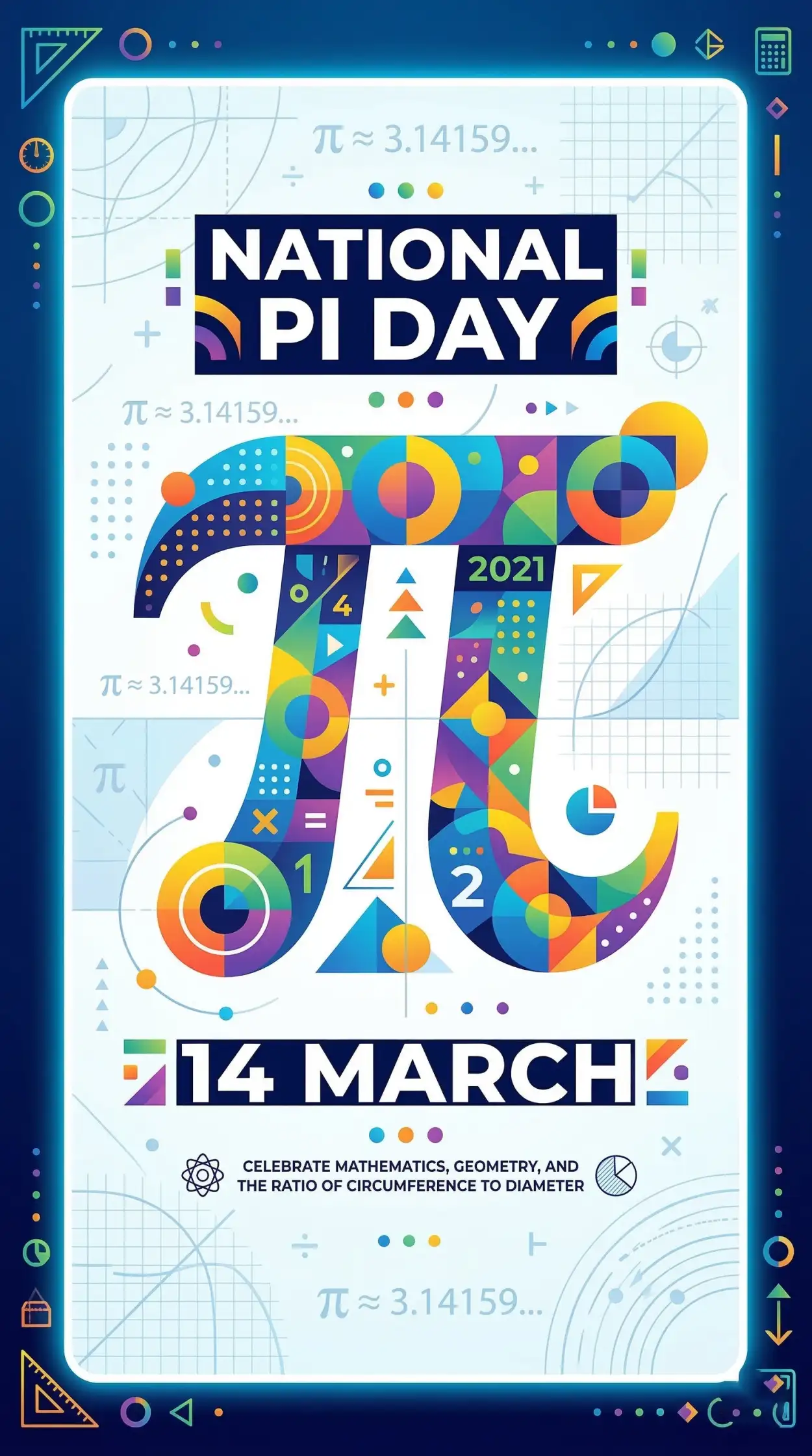 Free Download National Pi Day Math Typography Poster - High Quality National Pi Day Image