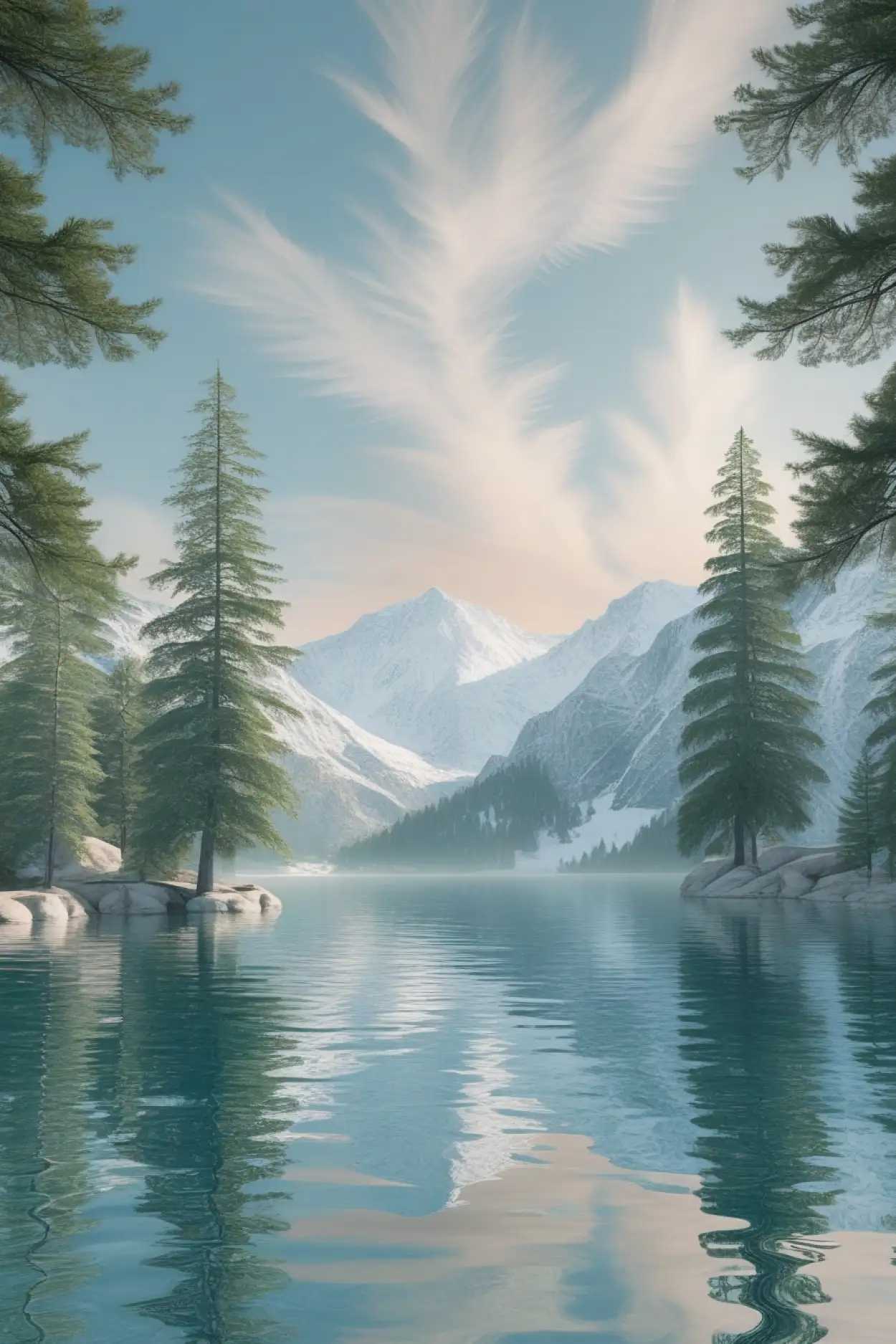 Nature background scenery with river and trees