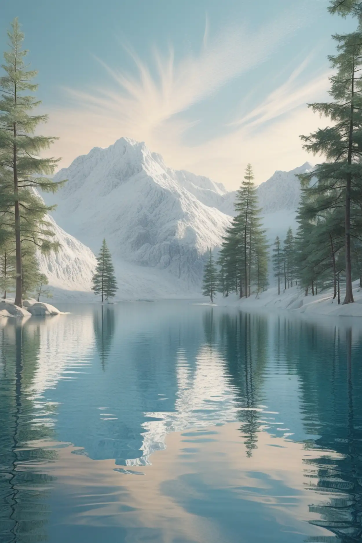 Nature background with mountains and trees