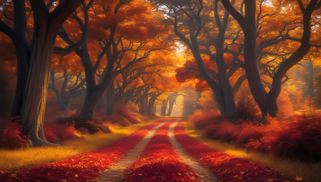 Nature background with road and trees