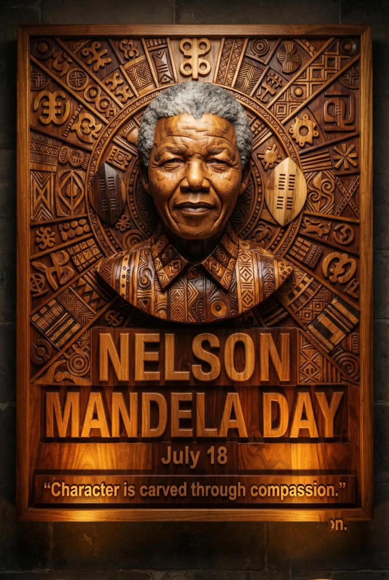 Free Download Nelson Mandela Glowing Typography Poster 2026 - High Quality Nelson Mandela Poster 2026 Image