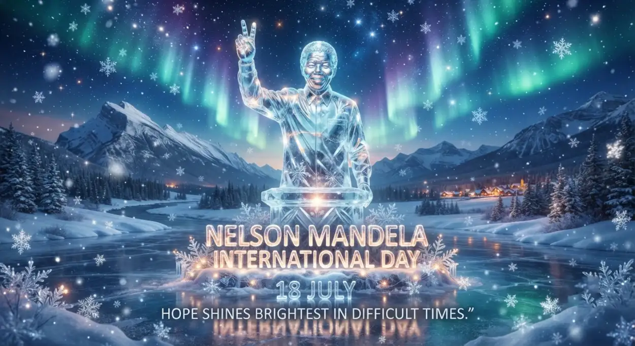 Free Download Nelson Mandela International Day Blue Theme Poster - High Quality Nelson Mandela International Day 2026 Image