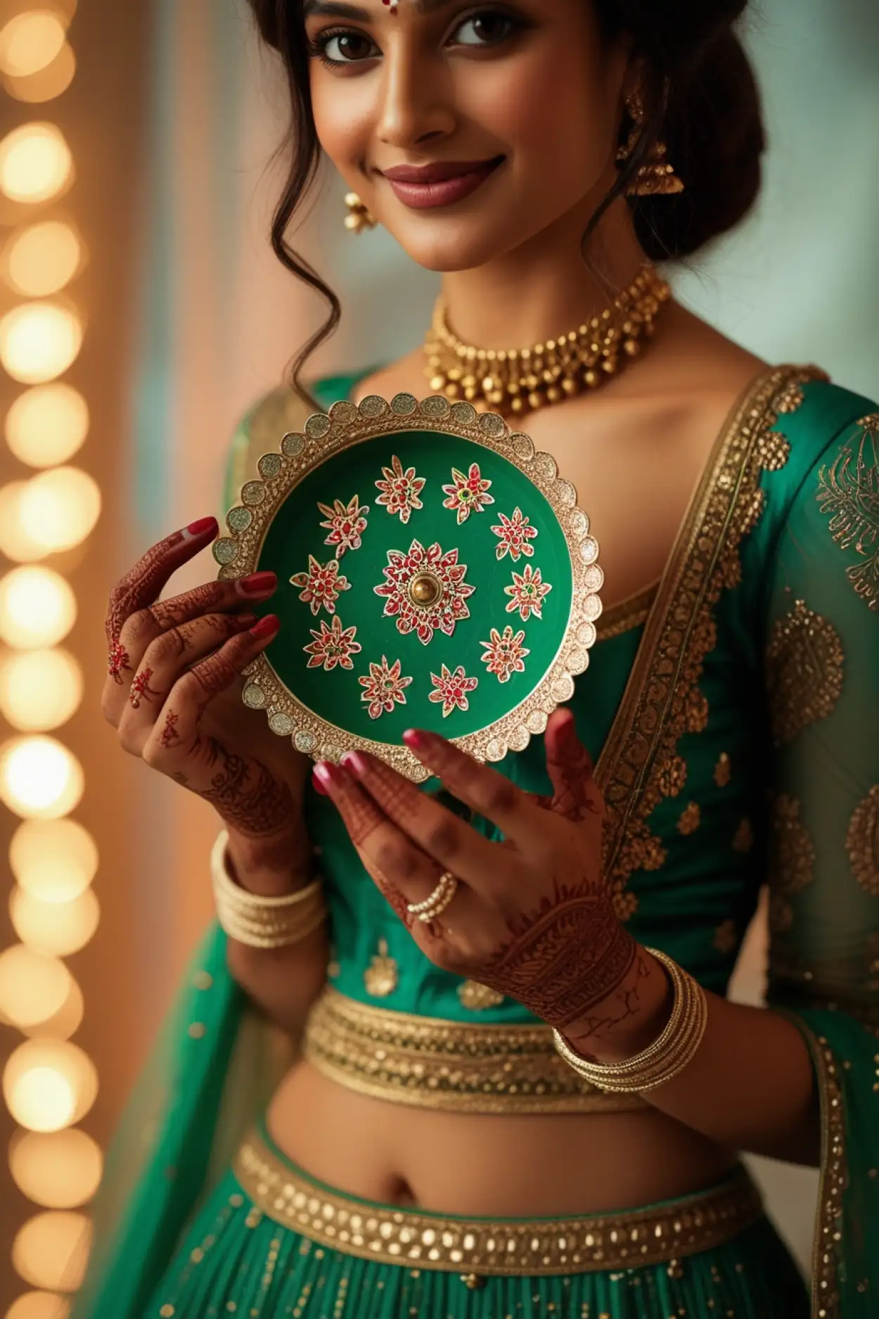 new lotus style teej mehndi design 2025