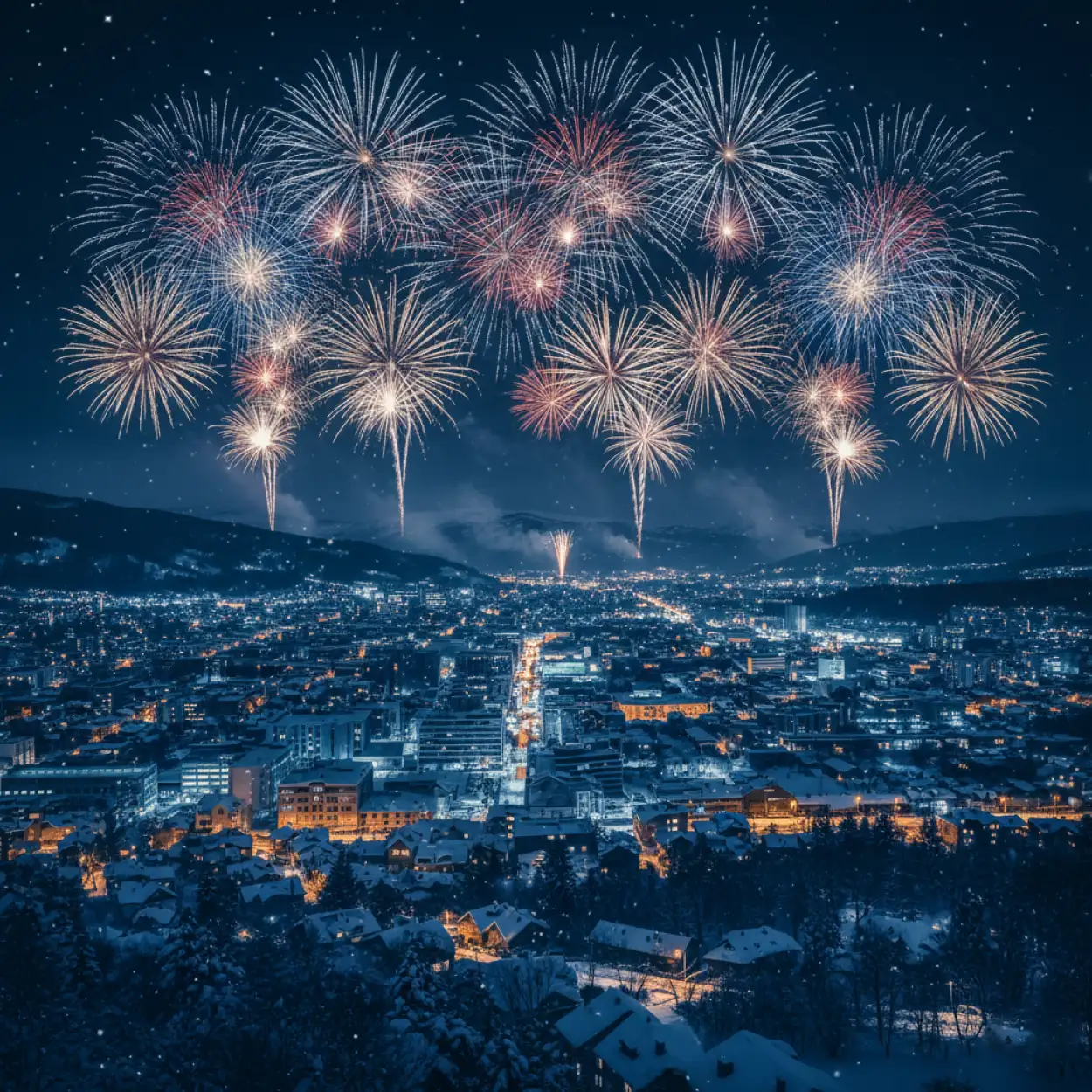 new year fireworks background premium stock image