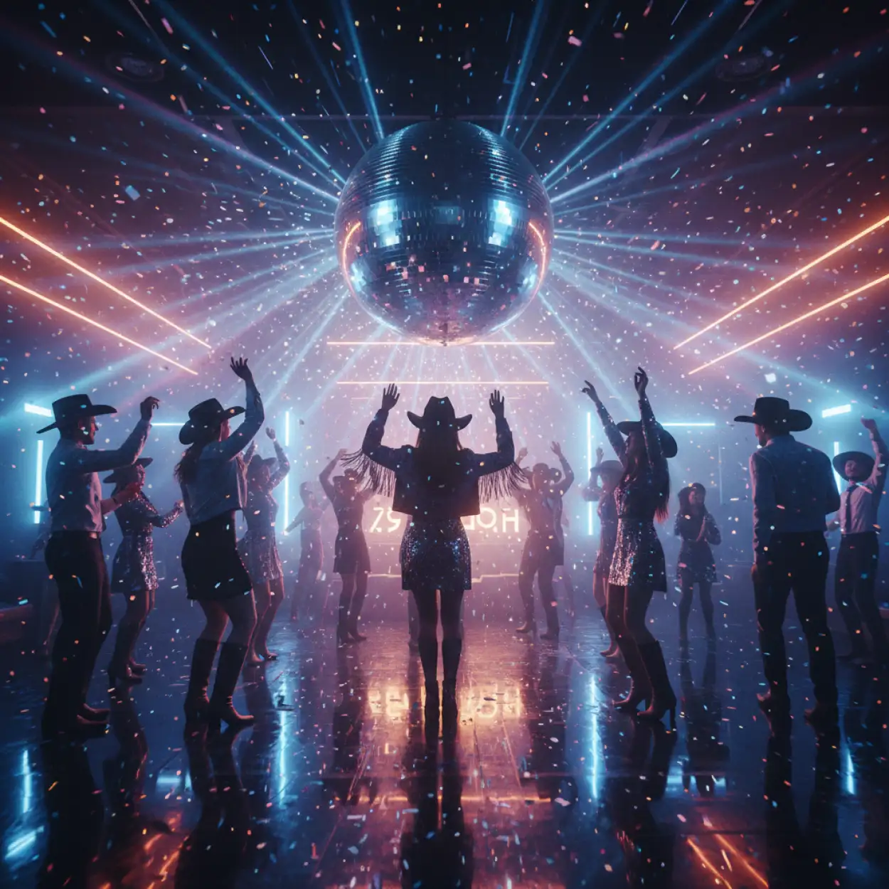 new year party background dance floor lights