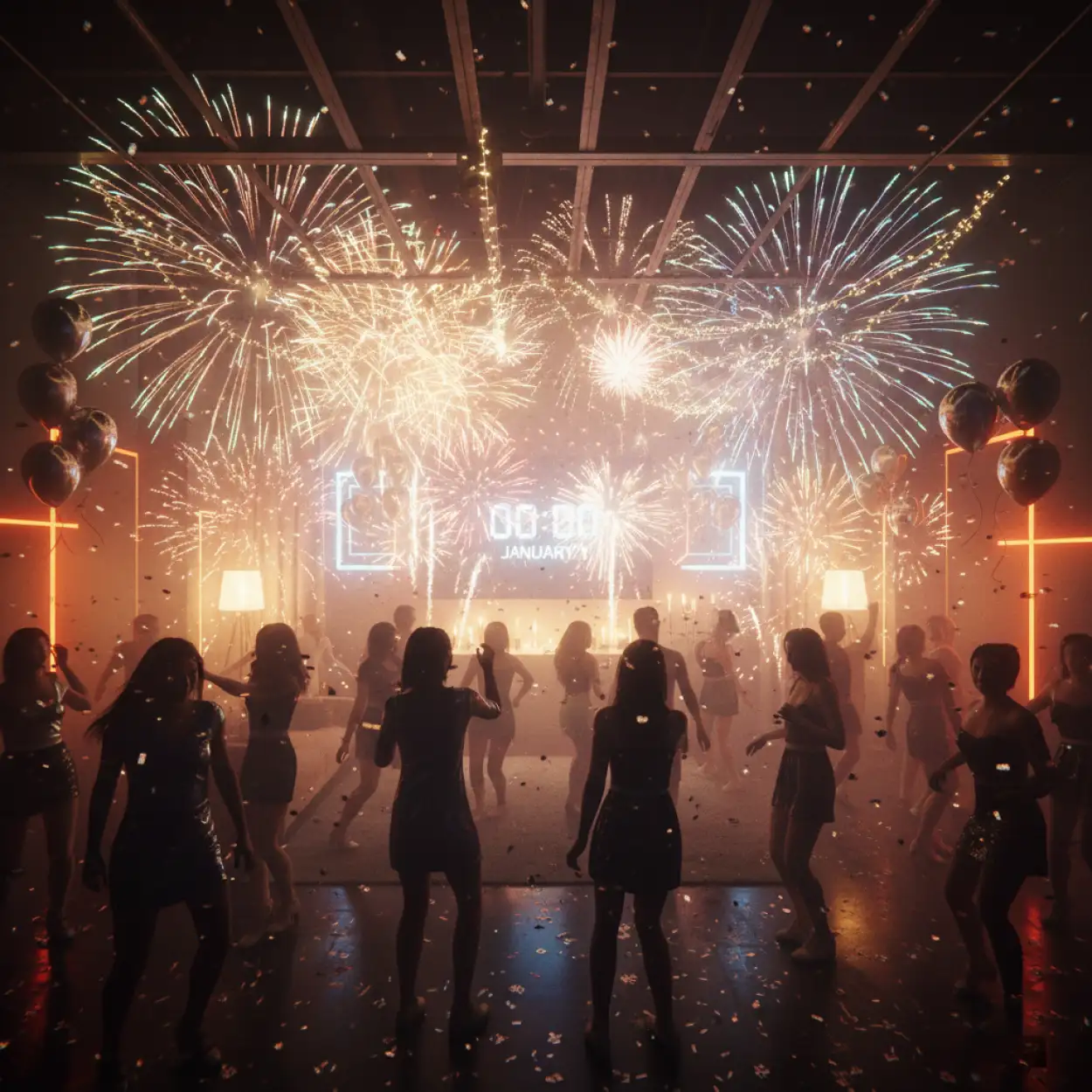 new year party background hd with confetti