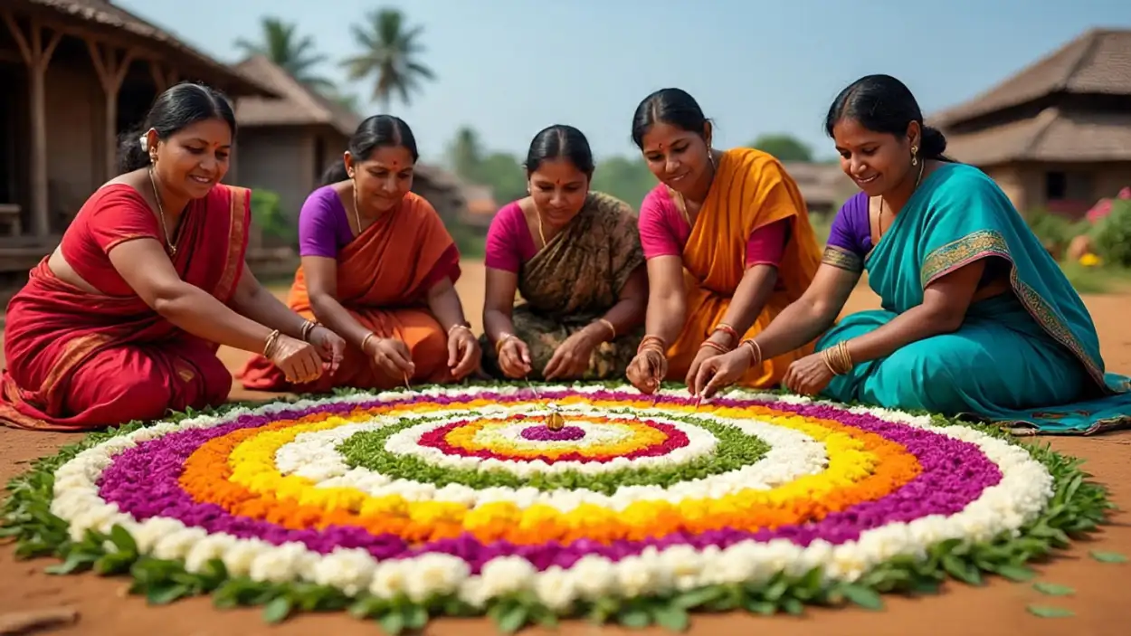onam pookalam rangoli background hd