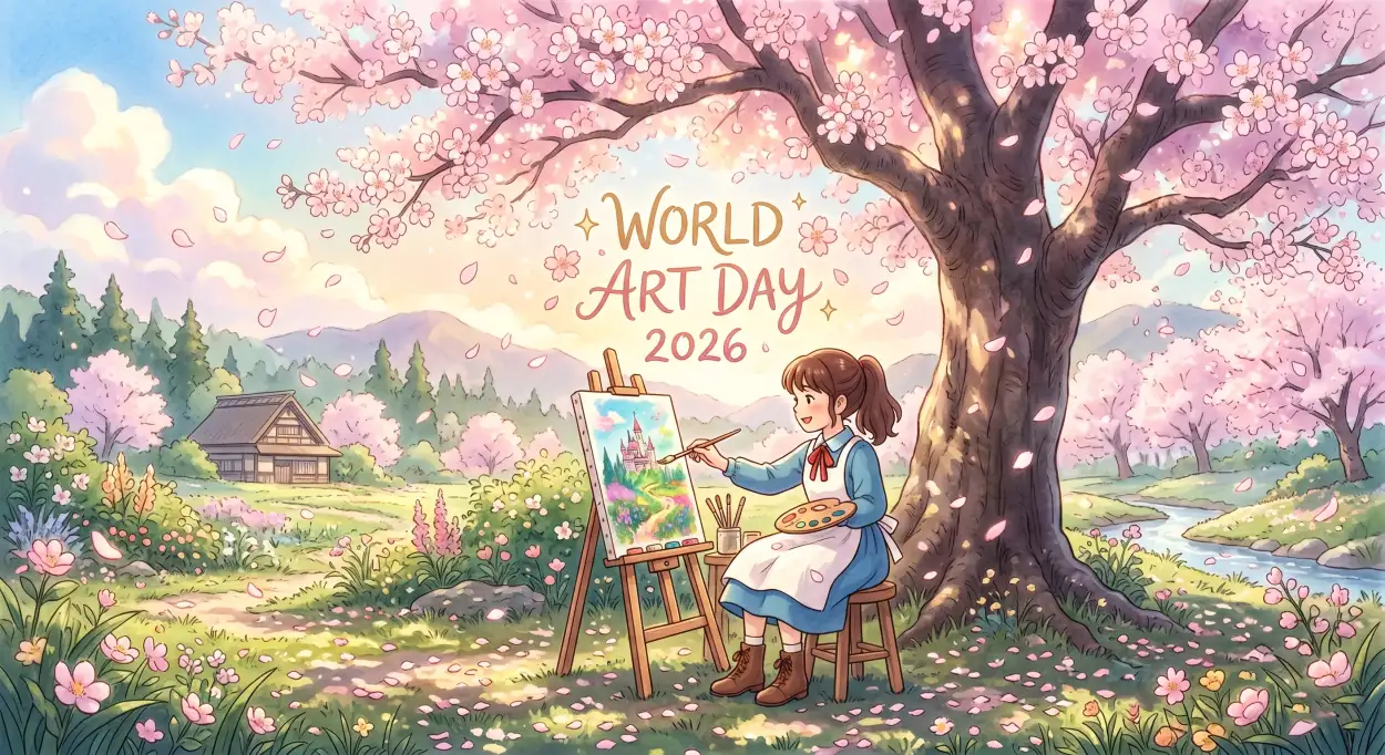 Free Download Painting Ideas For World Art Day - High Quality World Art Day 2026 Wishes Image